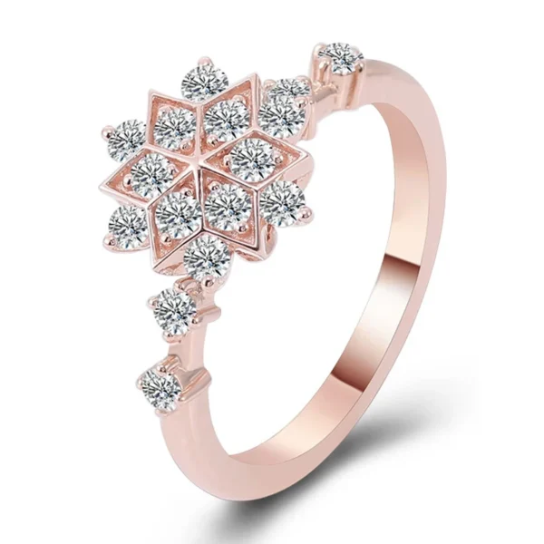 10K Solid Rose Gold  HPHT CVD Lab Diamond Engagement Ring Elegant Design Snow Flower Lab Grown Diamond Ring for Christmas Gift