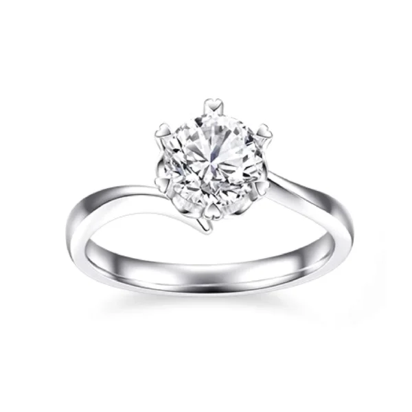 Synthetic Diamond Jewelry Wedding Ring HPHT Diamond Round Cut Lab Grown Diamond Ring